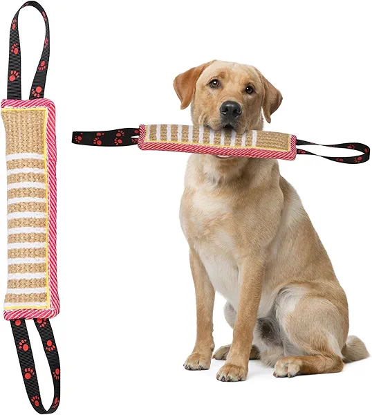 DGSL Dog Tug Toy, Tug of War Dog Toy Jute Bite Pillow with 2 Handles for Puppy Training Interactive Play, Fetch, K9 Suitable for Small Medium Large Dogs (Pink)