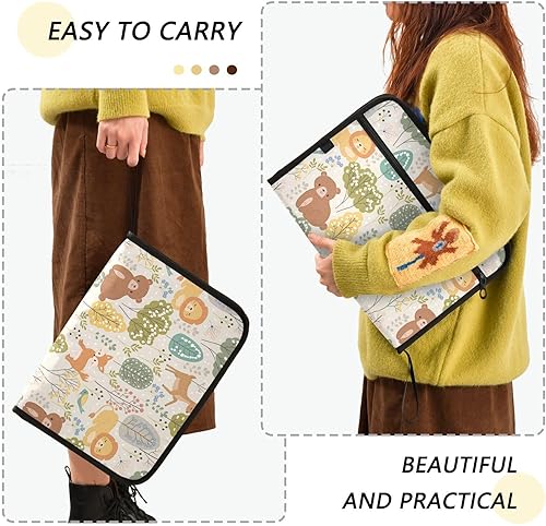 Miniatura 4 de Woodland Repeat Fox - Carpeta de archivos A4 con 13 bolsillos, tamaño carta, para escuela, con cierre de cremallera, carpetas grandes para