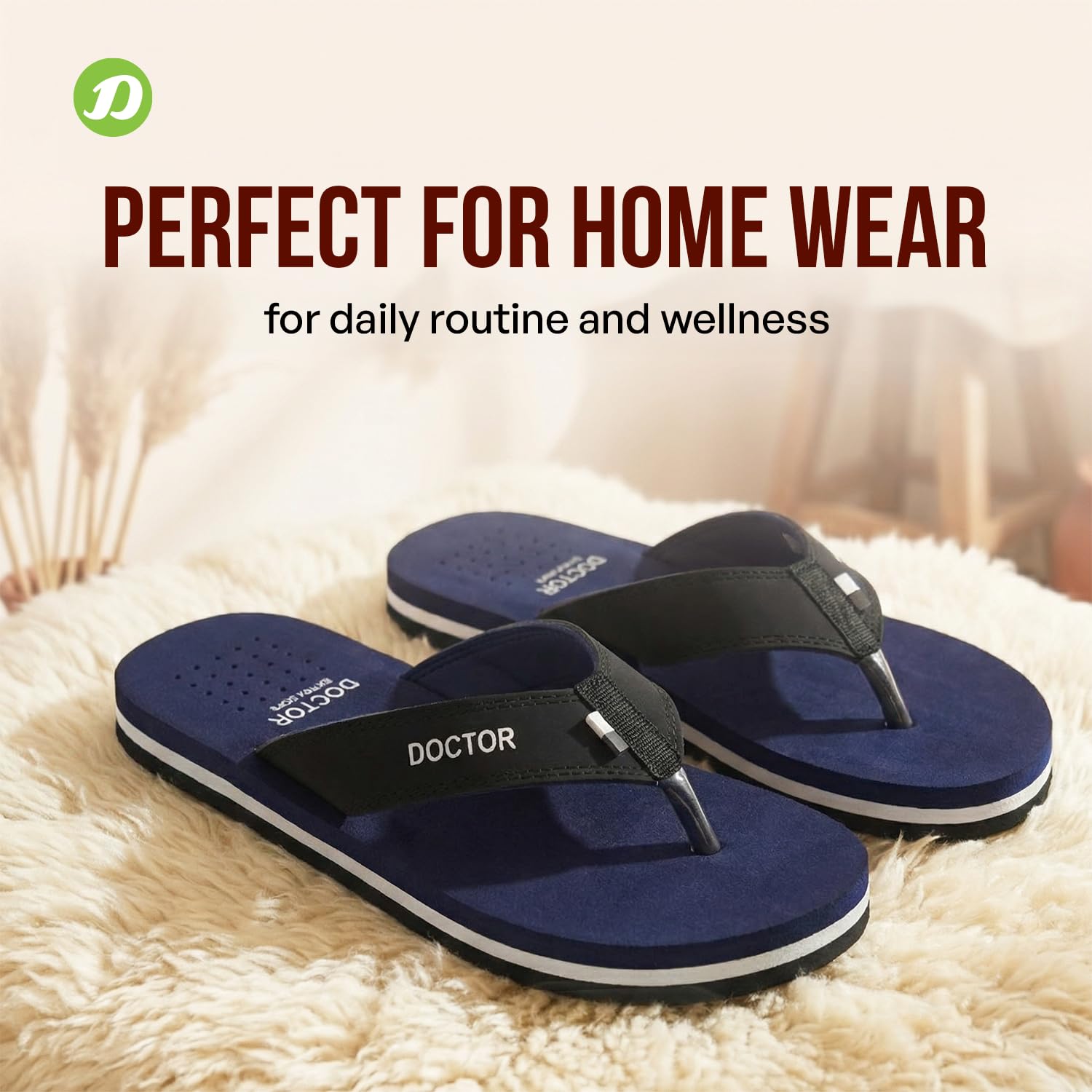 DOCTOR EXTRA SOFT Slipper Care Orthopaedic and Diabetic Comfort Doctor Slipper, Dr. Slipper, Flip-Flop, Slides and House Slipper for Men's D-24-Navy-7 UK 1