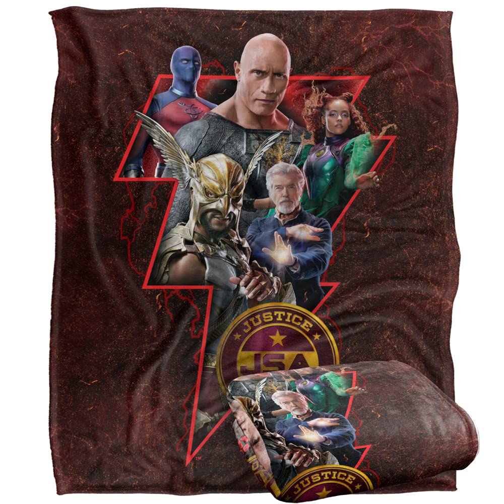 BLACK ADAM Blanket, 152 x 127 cm Character Bolt Silky Touch Super Soft Throw Blanket
