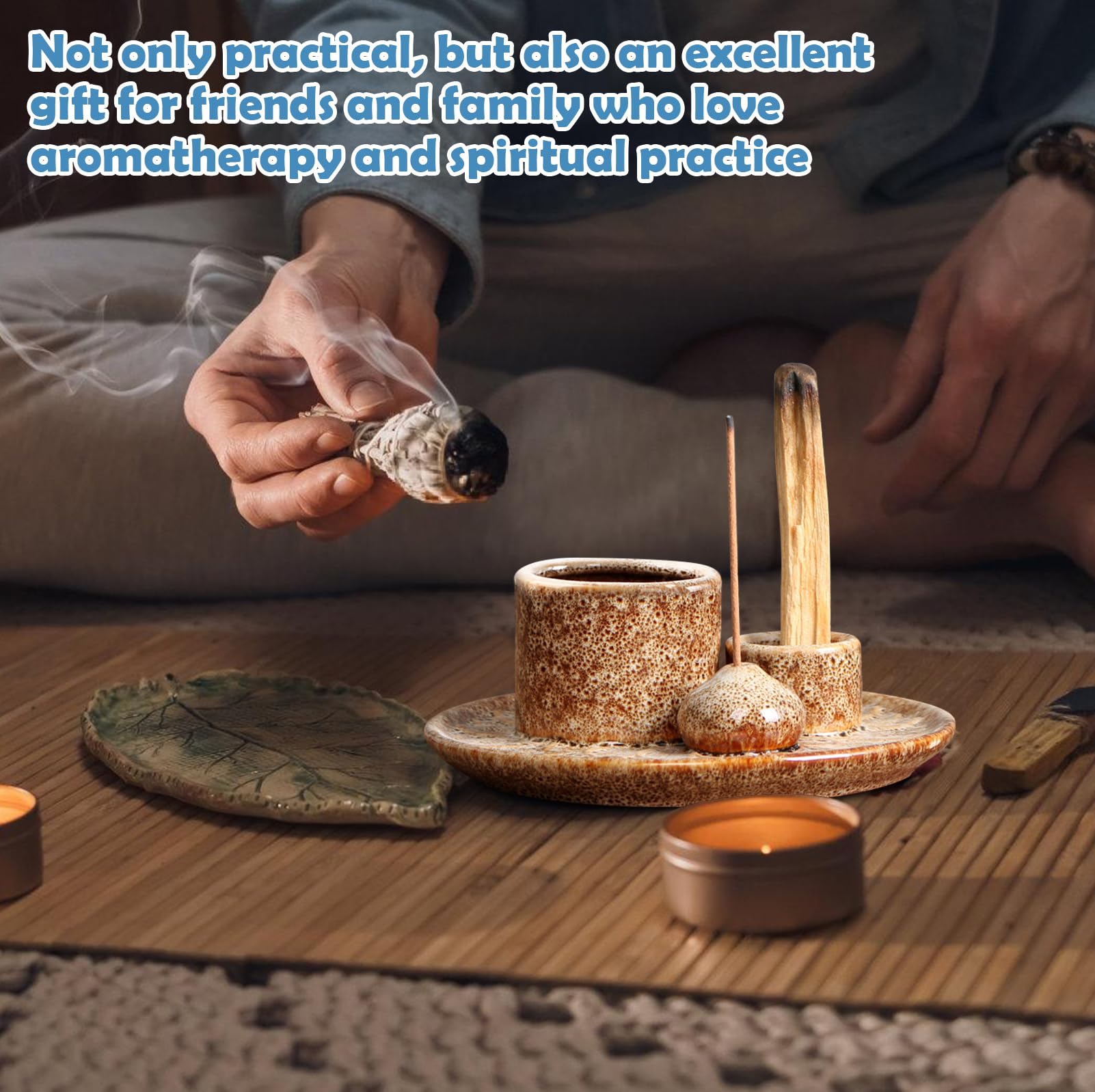 Porte-Encens 4 En 1 En Céramique Lisse, Brûleur D'encens Pour