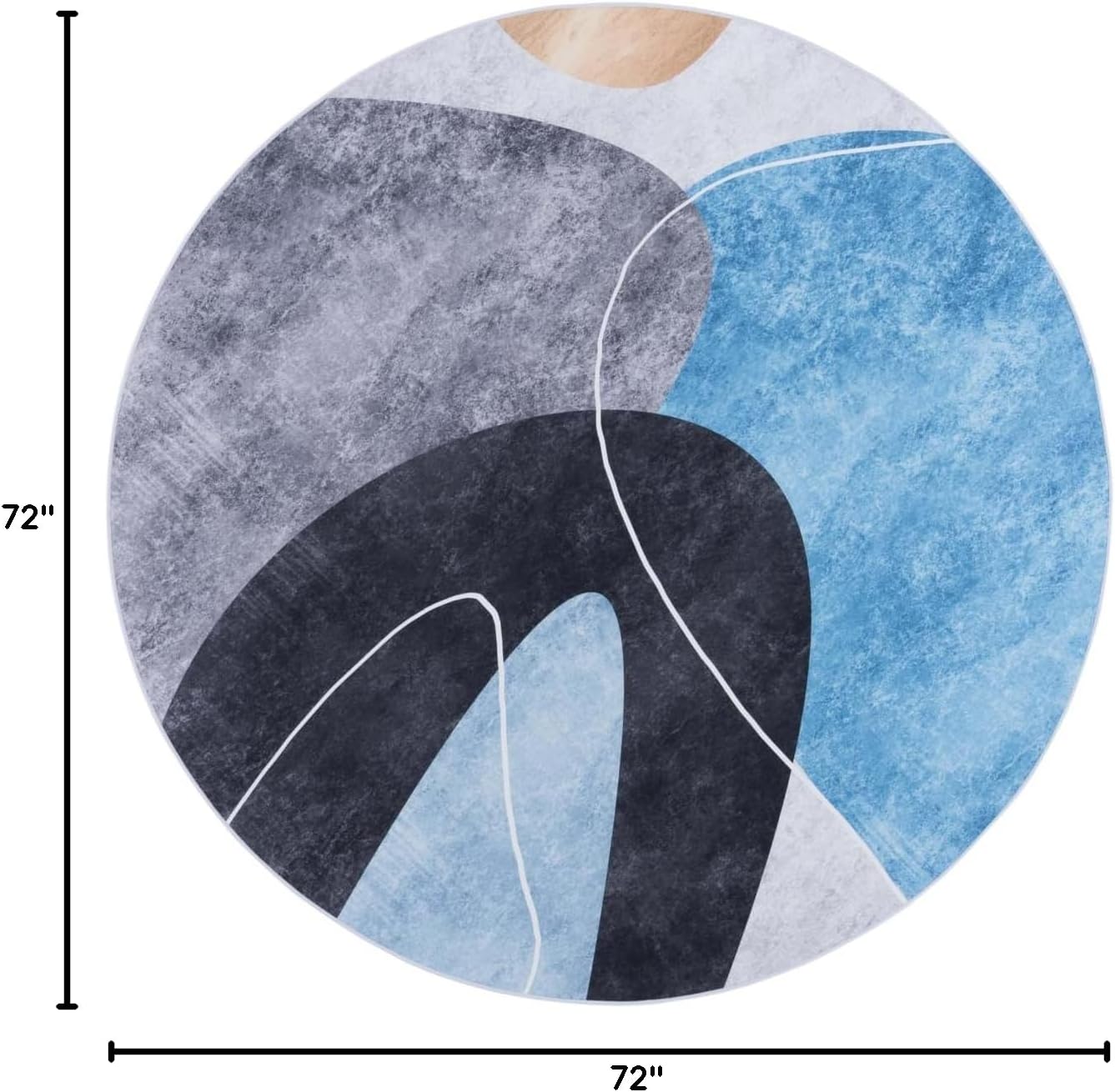 SAFAVIEH Washable Rug Tacoma Collection - 6' Round, Dark Grey & Turquoise, Slip Resistant & Easy to Clean, Ideal for Living Room, Bedroom, Home Office, Dining Space (TAC837G)