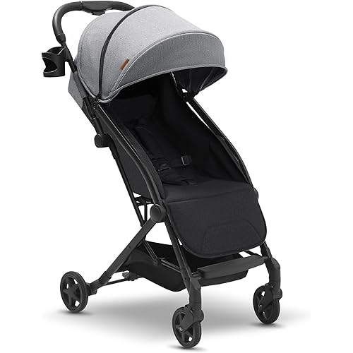 Mompush Lithe Lightweight Stroller, Compact One-Hand Fold Travel Stroller for Airplane Friendly, Reclining Seat and Large Canopy, with Rain Cover & Travel Carry Bag & Cup Holder