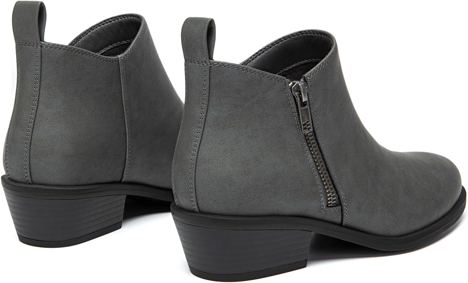 Athlefit Women's Ankle Boots Chunky Low Heel Comfortable Short Boots Round Toe Dress Booties with Side Zipper - Image 6