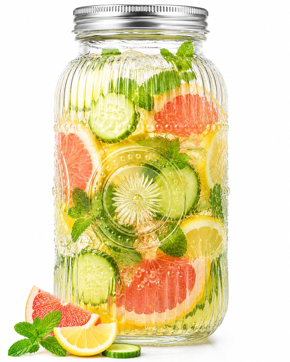 WELLIFE 64oz Mason Jar, 1 Pack Large Mason Jars Wide Mouth for Pickling, Canning, Fermenting and Food Storage, Microwave & Dishwasher Safe