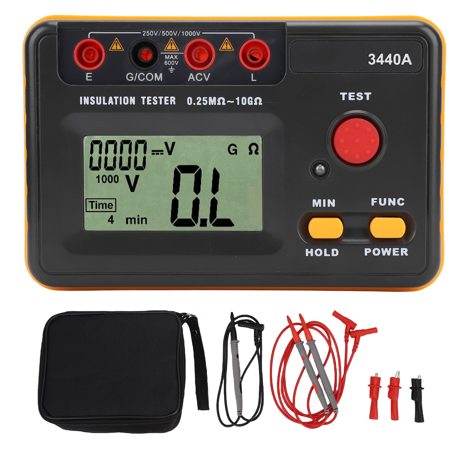 Socobeta Probador de Resistencia de Aislamiento Medidor de Ohmios Digital Duradero para Medición de Energía Eléctrica 250 V 500 V 1000