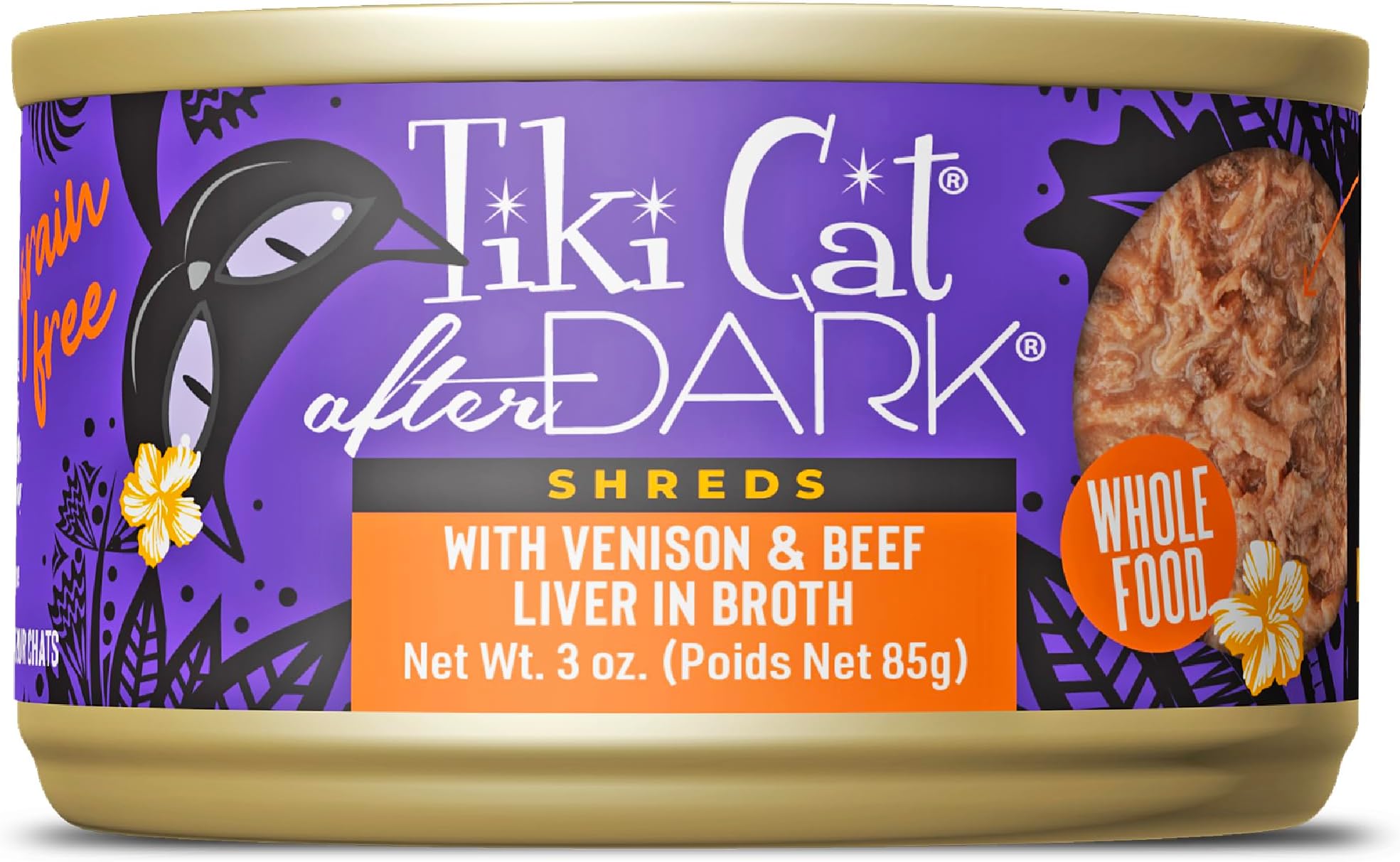Tiki Cat After Dark Shreds Wet Cat Food, Venison & Beef Liver, 3 oz. Can (12 Count)