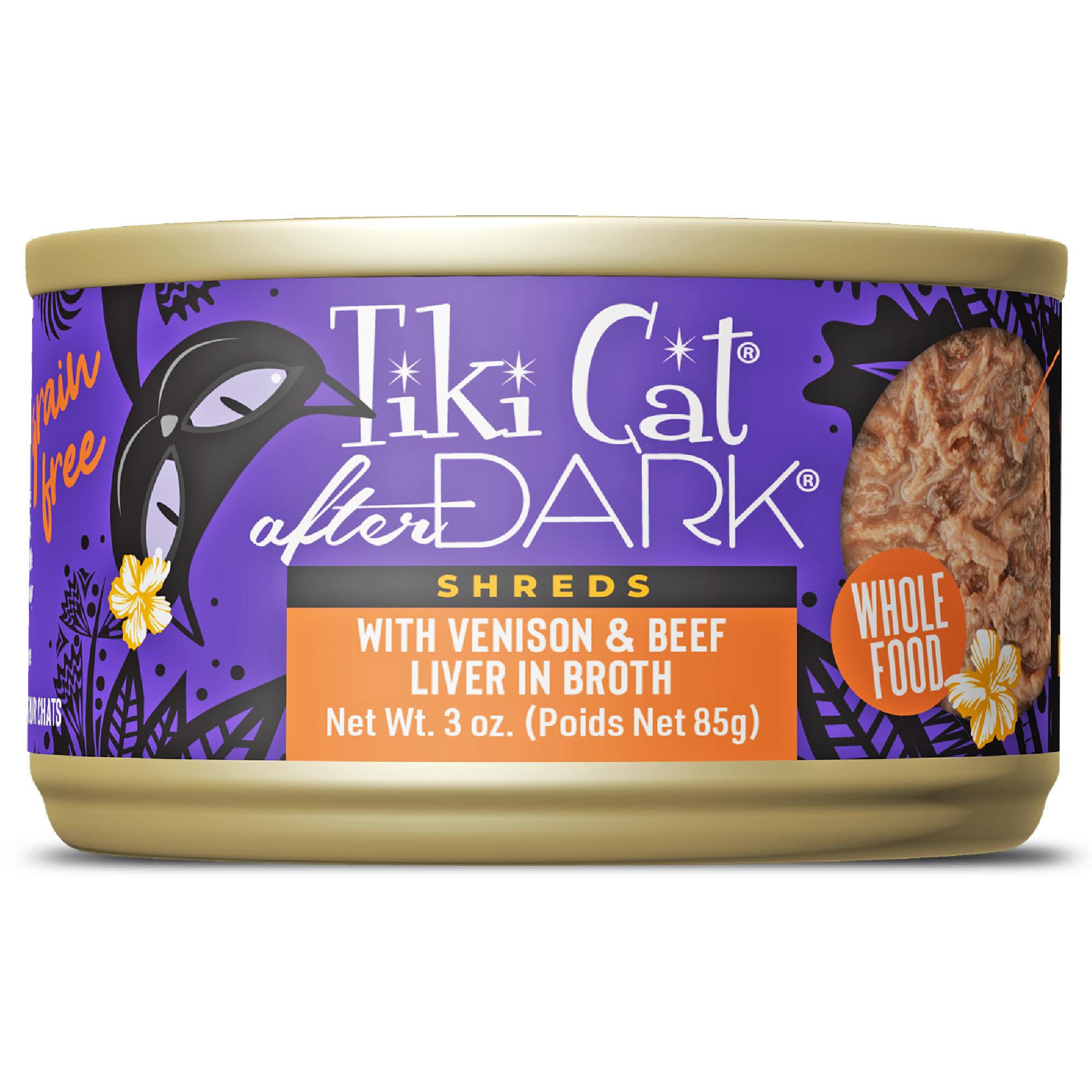 Tiki Cat After Dark Shreds Wet Cat Food, Venison & Beef Liver, 3 oz. Can (12 Count)