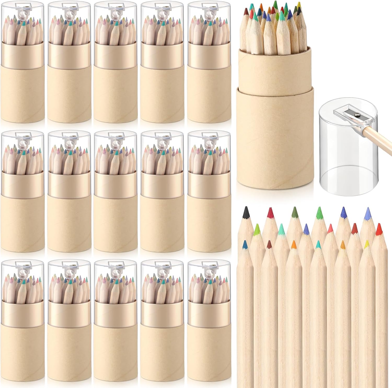 432 Pieces 18 Color Mini Drawing Colored Pencils Bulk with Sharpener Portable Color Pencils Set 3.35 Inch in Tube Drawing Pencil for Coloring Sketching Painting Supplies