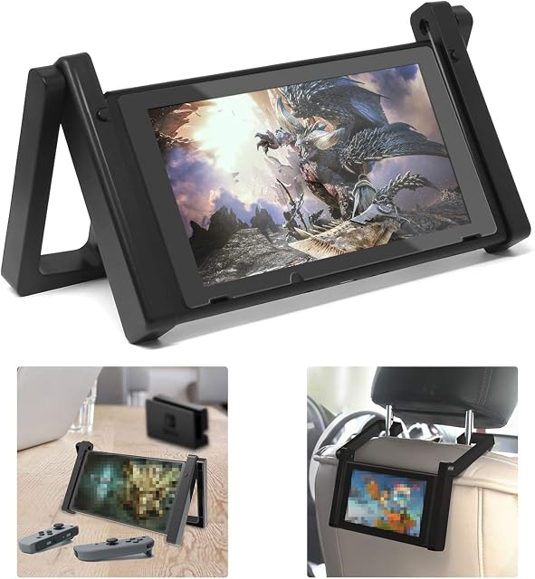 FASTSNAIL 2 in 1 Stand Compatible with Nintendo Switch & Switch OLED Model, Car Headrest Mount Universal Car Holder Table Stand Replacement for Nintendo Switch & Switch OLED Model