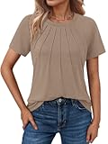 Womens Short Sleeve Shirts Business Casual Tops Summer Trendy Tshirts Dressy Tee Fashion Blouses Outfits 2025