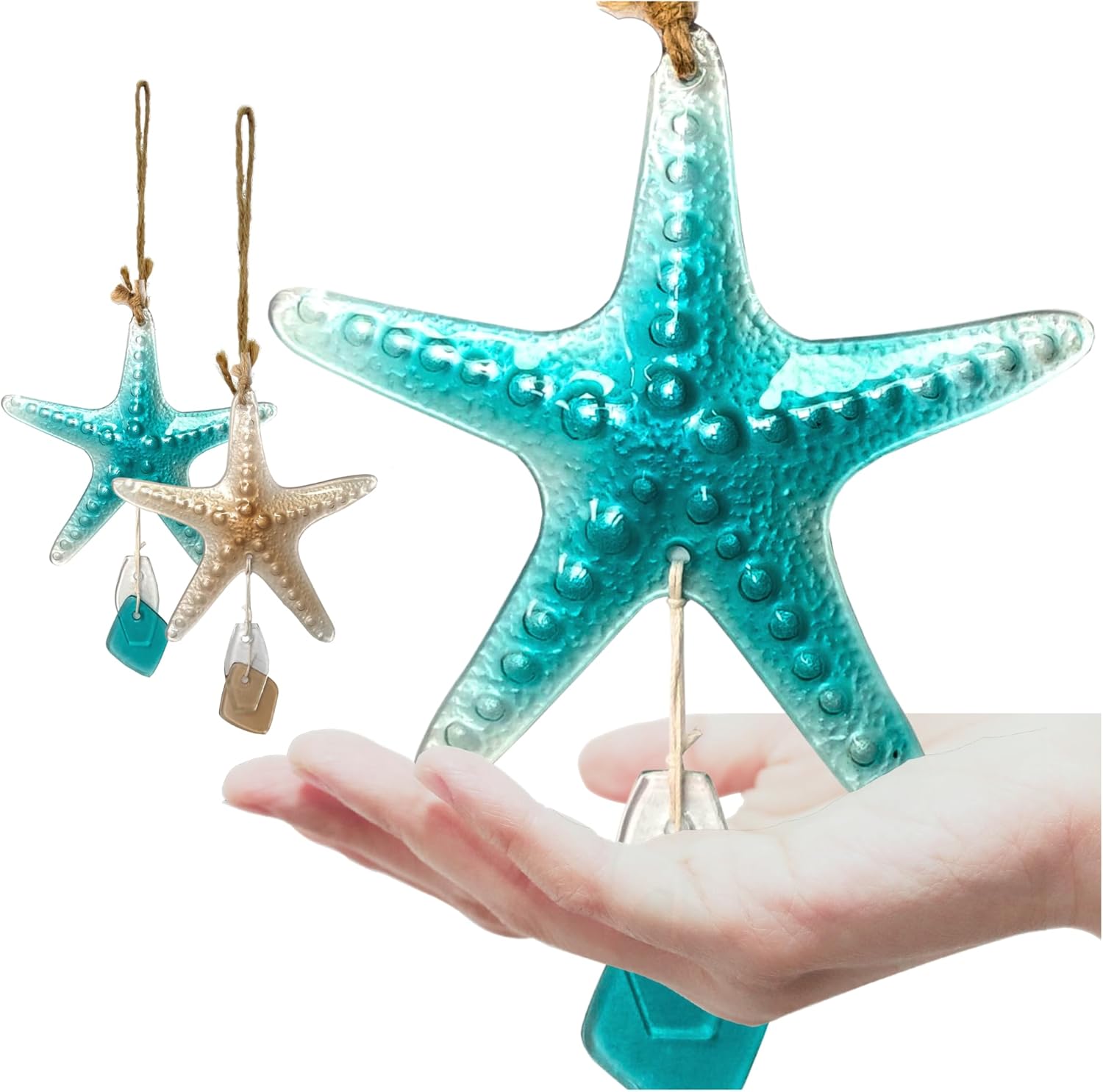 Beach Theme Bathroom Décor (2) Glass Starfish Wall Decor