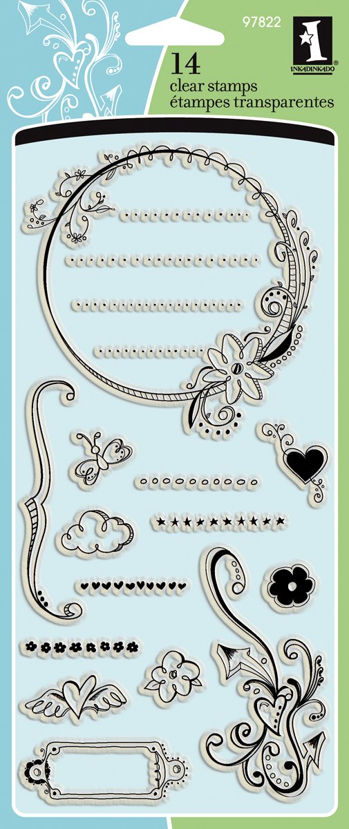 Inkadinkado Valentine Clear Stamps 4"X8" Sheet-Valentine's Day Doodle