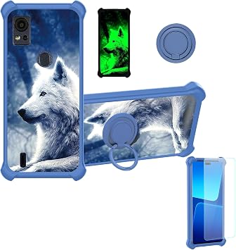 Case Compatible for XREAL Beam Pro Phone Case Cover with 1* Tempered Glass Screen ProtectorHard PC + Soft SiliconeRing SupportLuminous Effect YGL-LANG