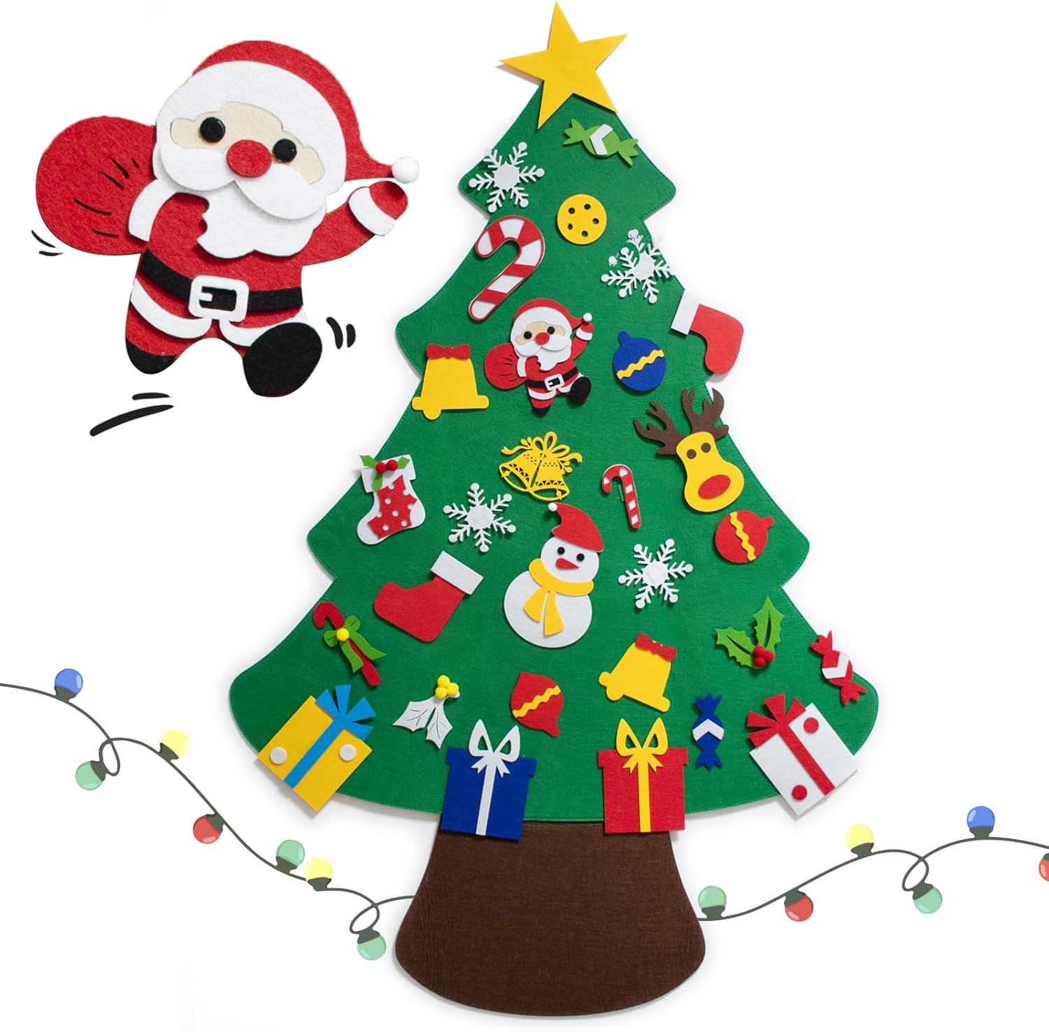 SOHAO 3.9Ft DIY Felt Christmas Tree for Kids, Christmas Door Wall Decorations, Party Decorations, Toddler Kids New Year Xmas Gifts, Detachable 30pcs Ornaments