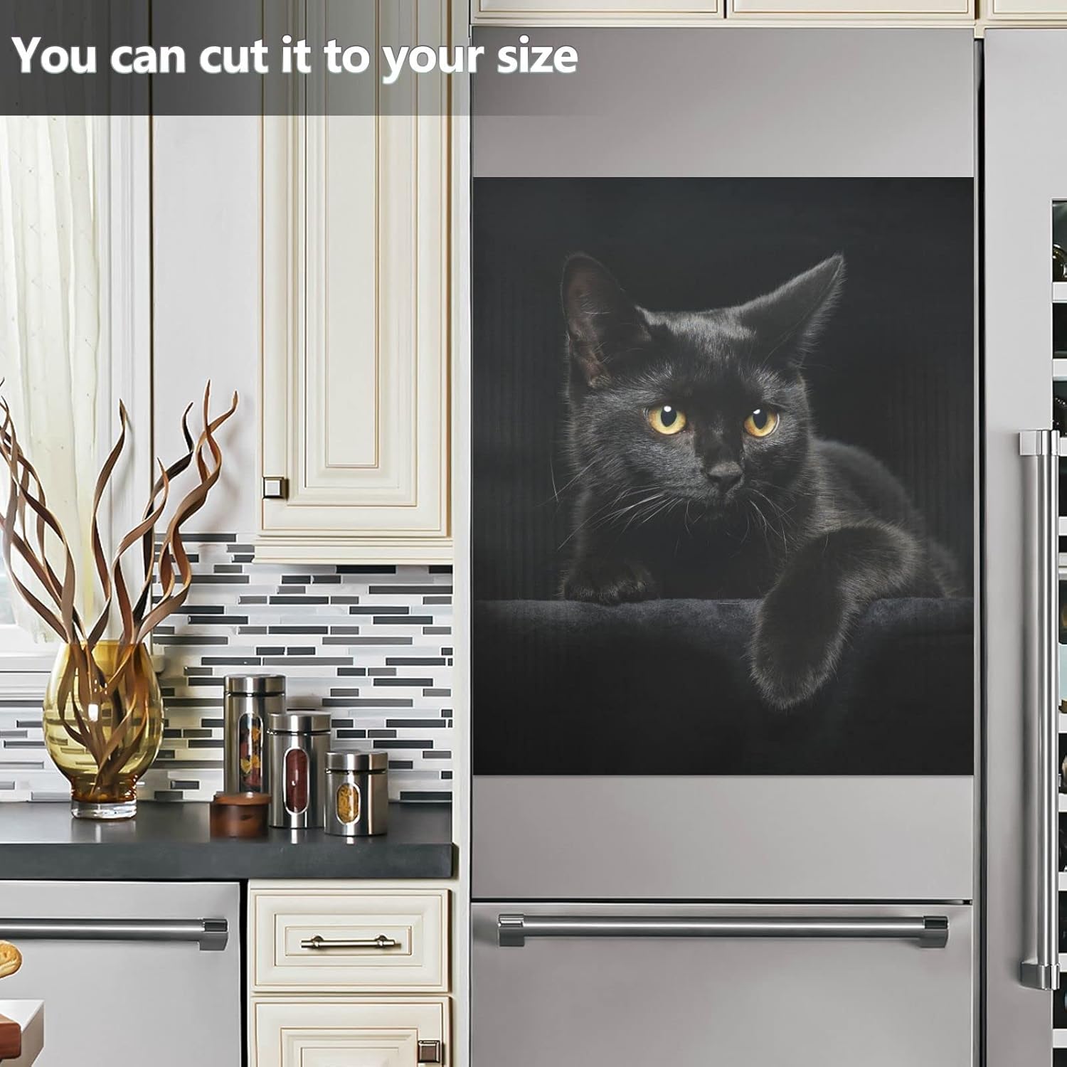 Ollabaky Black Cat Dishwasher Magnet Cover Sticker Magnetic Dishwasher Door Cover Decal Refrigerator Magnet Sticker for Home Cabinet Appliances 23"x26"