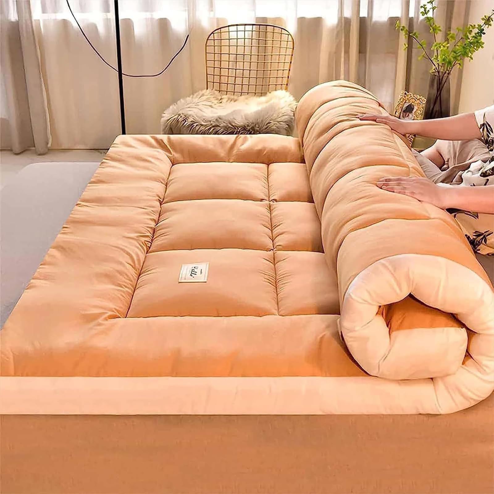 ZMIN Futon Mattress, Full Extra Thicken Tatami Futon Mattress for Adults, Extra Thick Folding Sleeping Pad Breathable Floor Lounger Guest Bed Camping Couch,B,120x200cm