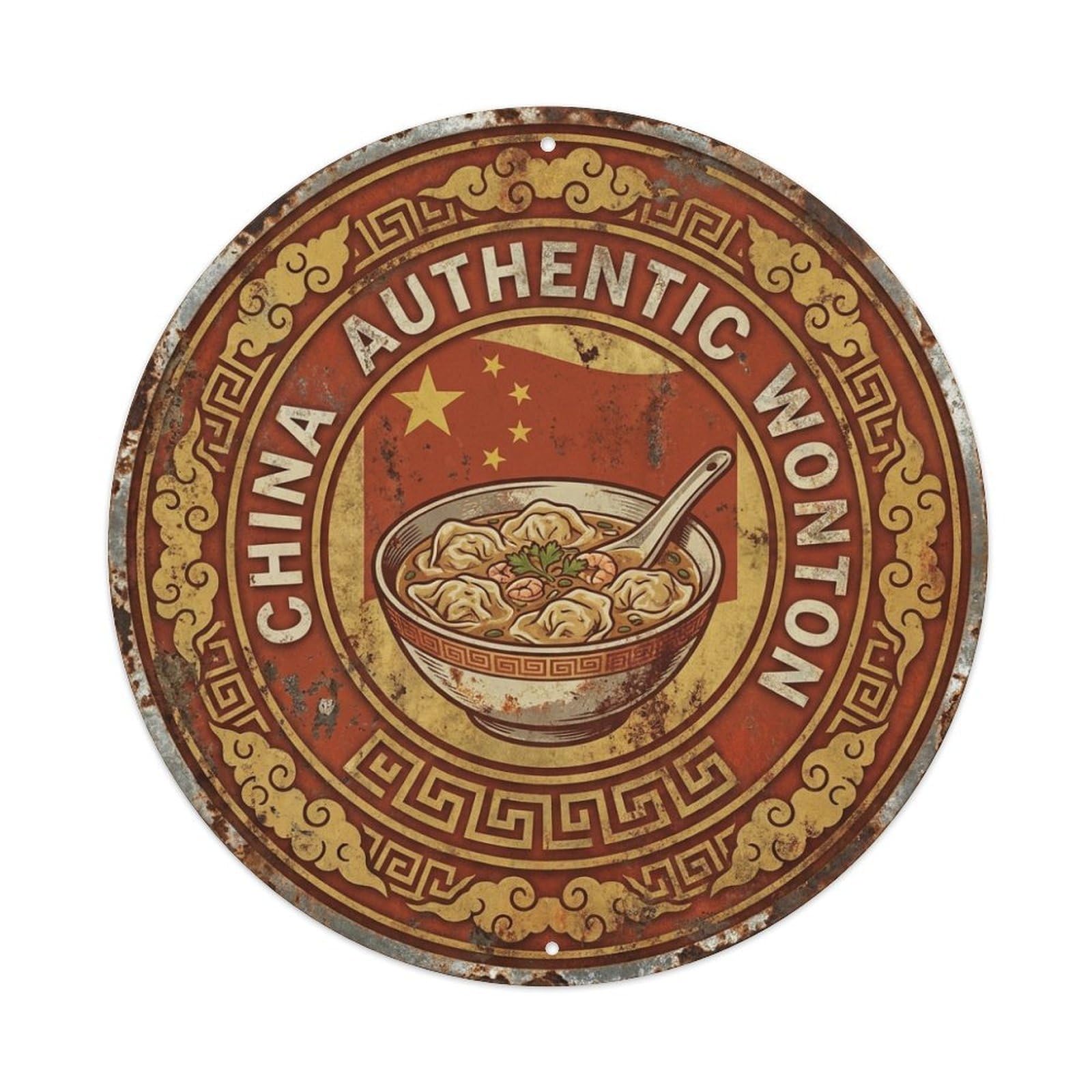 Olhnbad Style China Wonton Travel Dumpling Dish Cuisine Metal Tin Sign