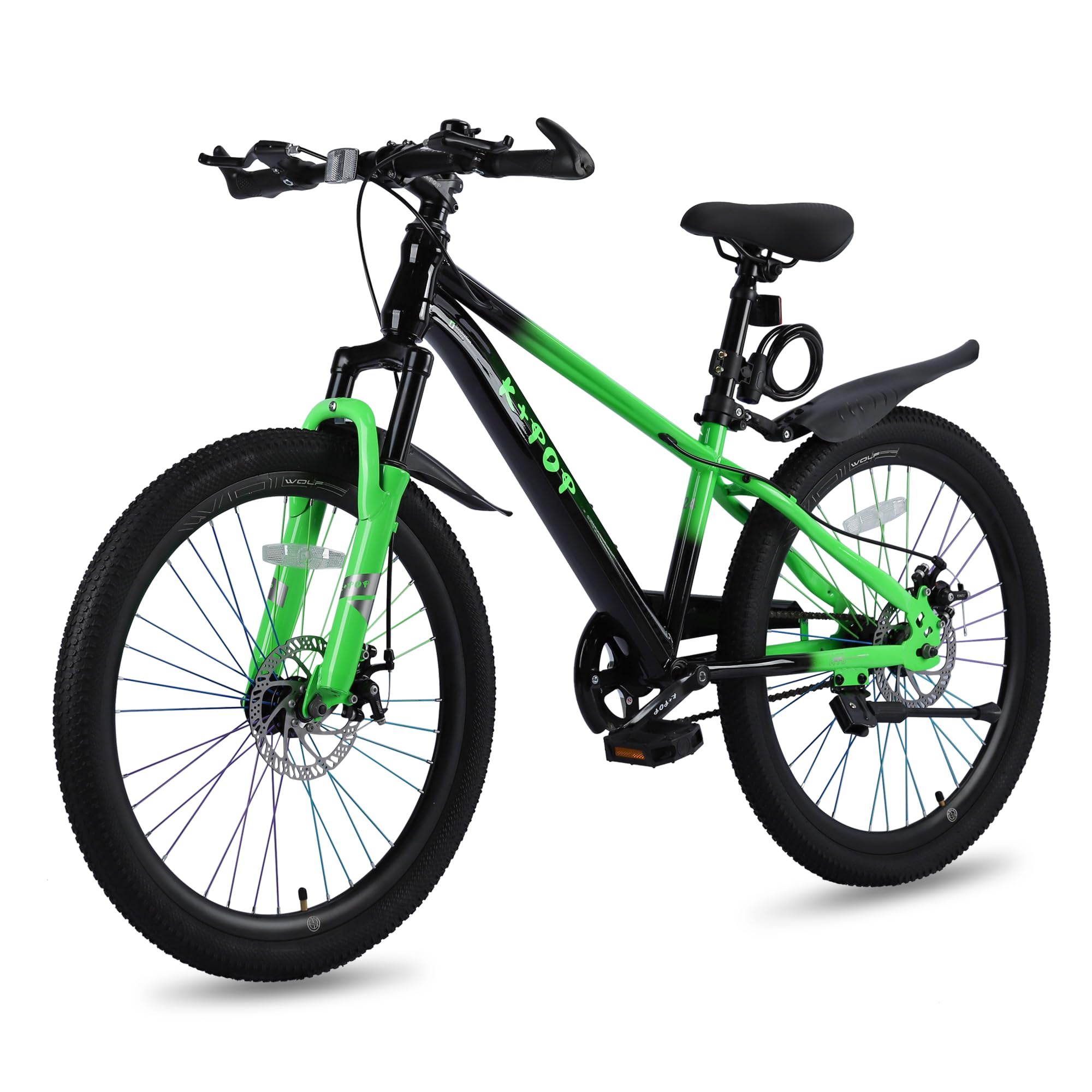 20/24 Inch Mountain Bike for Kids, Girls Boys Bikes Ages 8-12, Single Speed Mountain Bike with Suspension Fork, Kids' Bicycles with Front and Rear Disc Brakes (Black, 24 inch)
