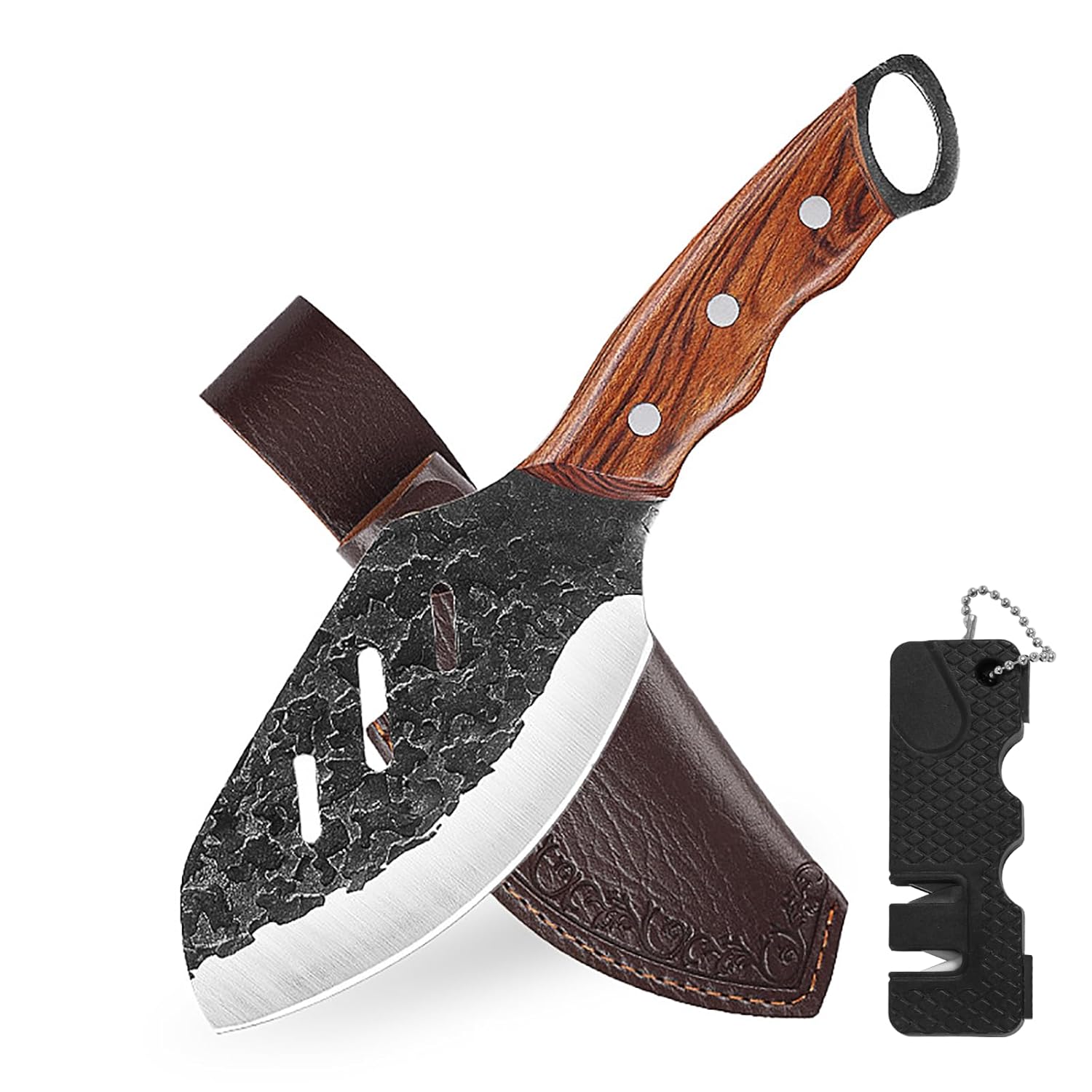 KOFERY Handmade Japanese Butcher Knife - Fish Cleaver with Sheath for Kitchen Camping BBQ - Great Gift Idea