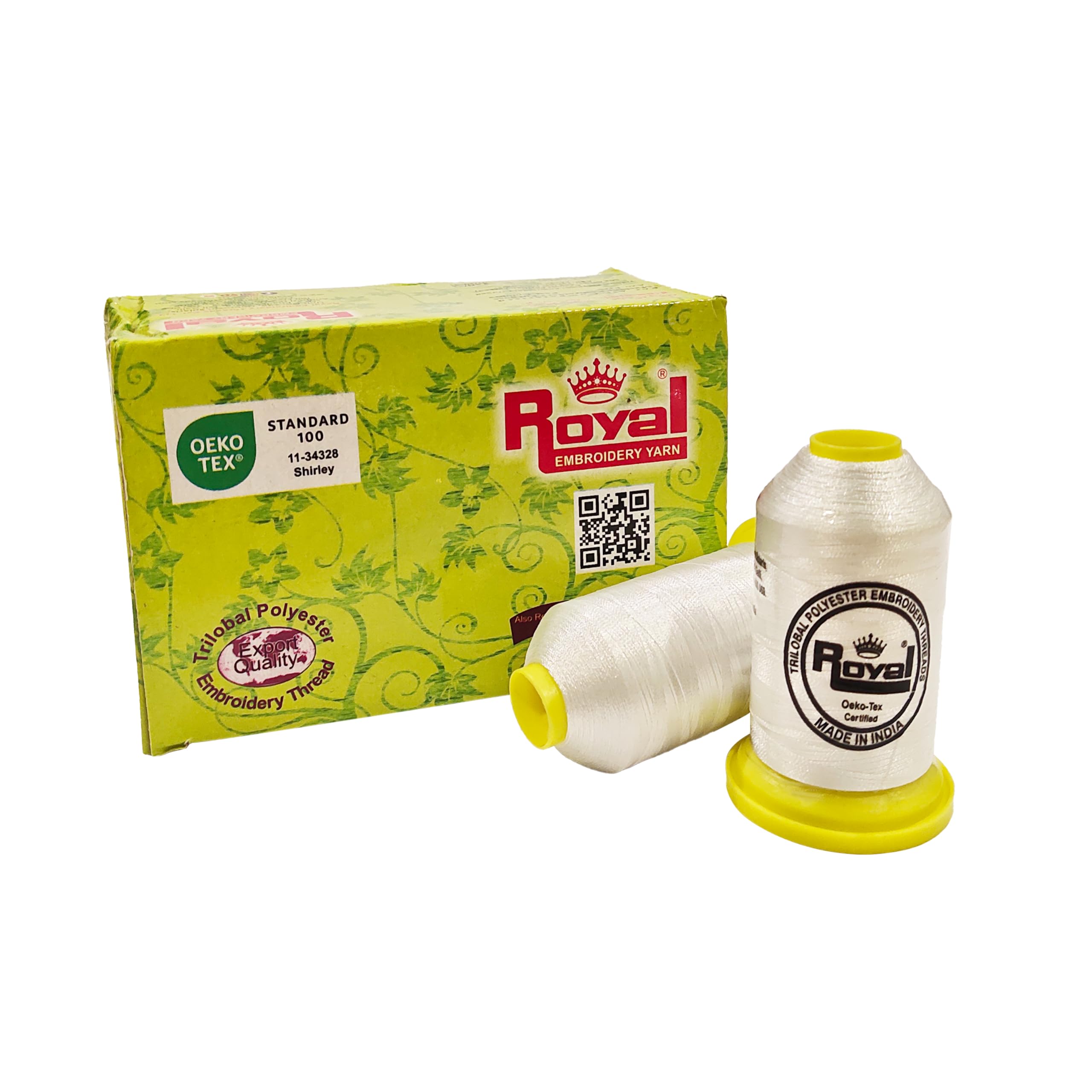 ROYAL Trilobal Polyester Embroidery Machine Thread for Special Designs on Most Home Embroidery Sewing Machines (White)