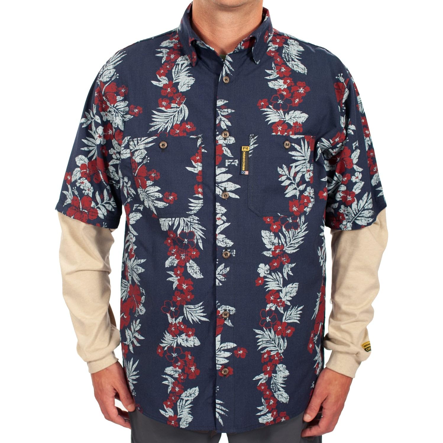 Flame Resistant Long Sleeve Buttoned Hawaiian Shirt - Made in the USA