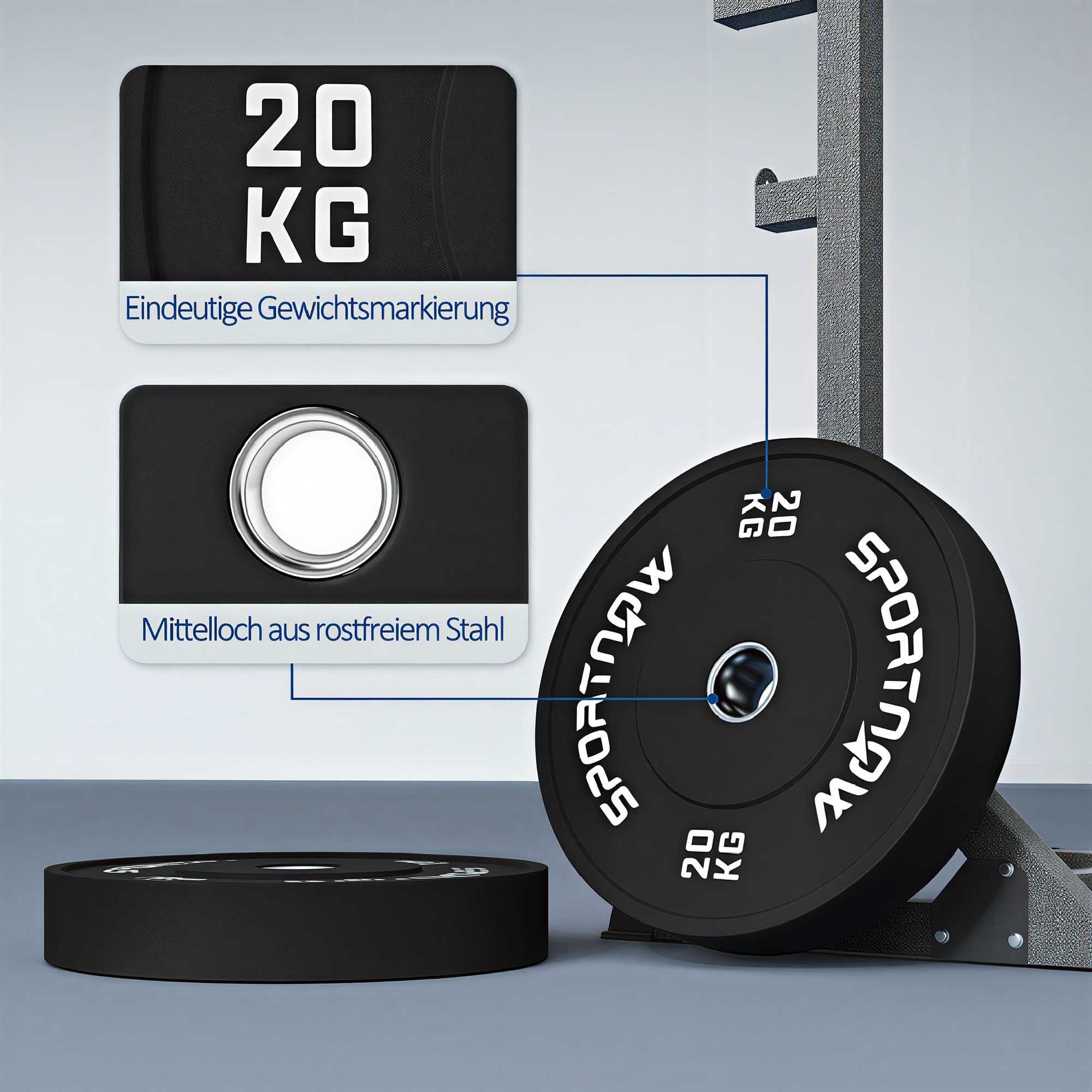 SPORTNOW 2er Set Hantelgewichte für 5 cm Hantelstange Schwarz | Gewichtsscheiben, Hantelscheiben-Set, Mit Ø 50 mm Bohrung, Für Olympiastange