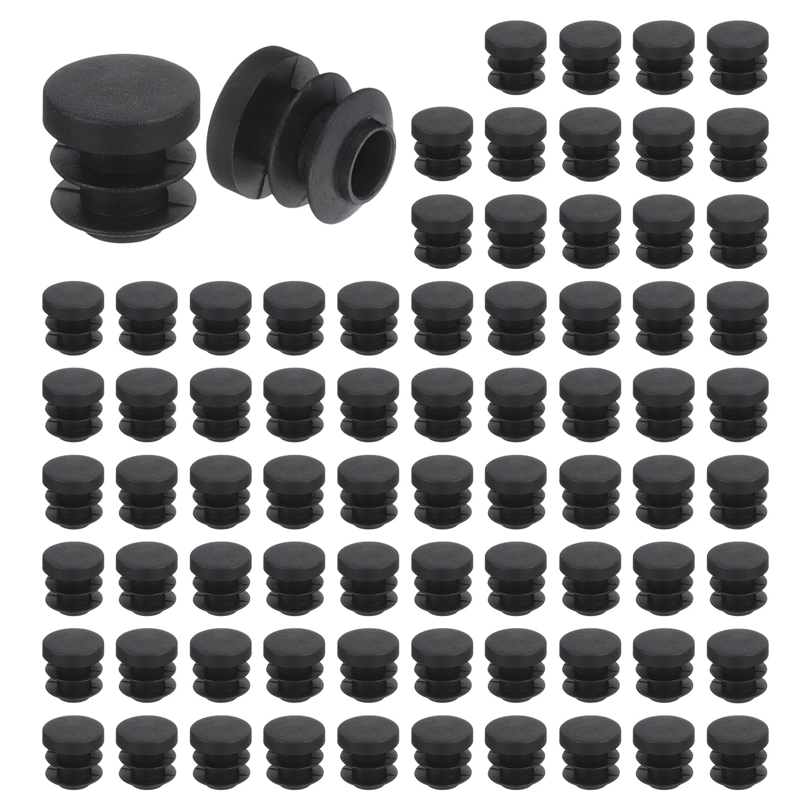 QUARKZMAN 76 Tapones Redondos de Plástico, Tapones de Extremo de Tubo Negro, 14mm (0.55 Pulgadas) Inserto de Patas de Muebles, Protección Deslizante para Silla, Estante