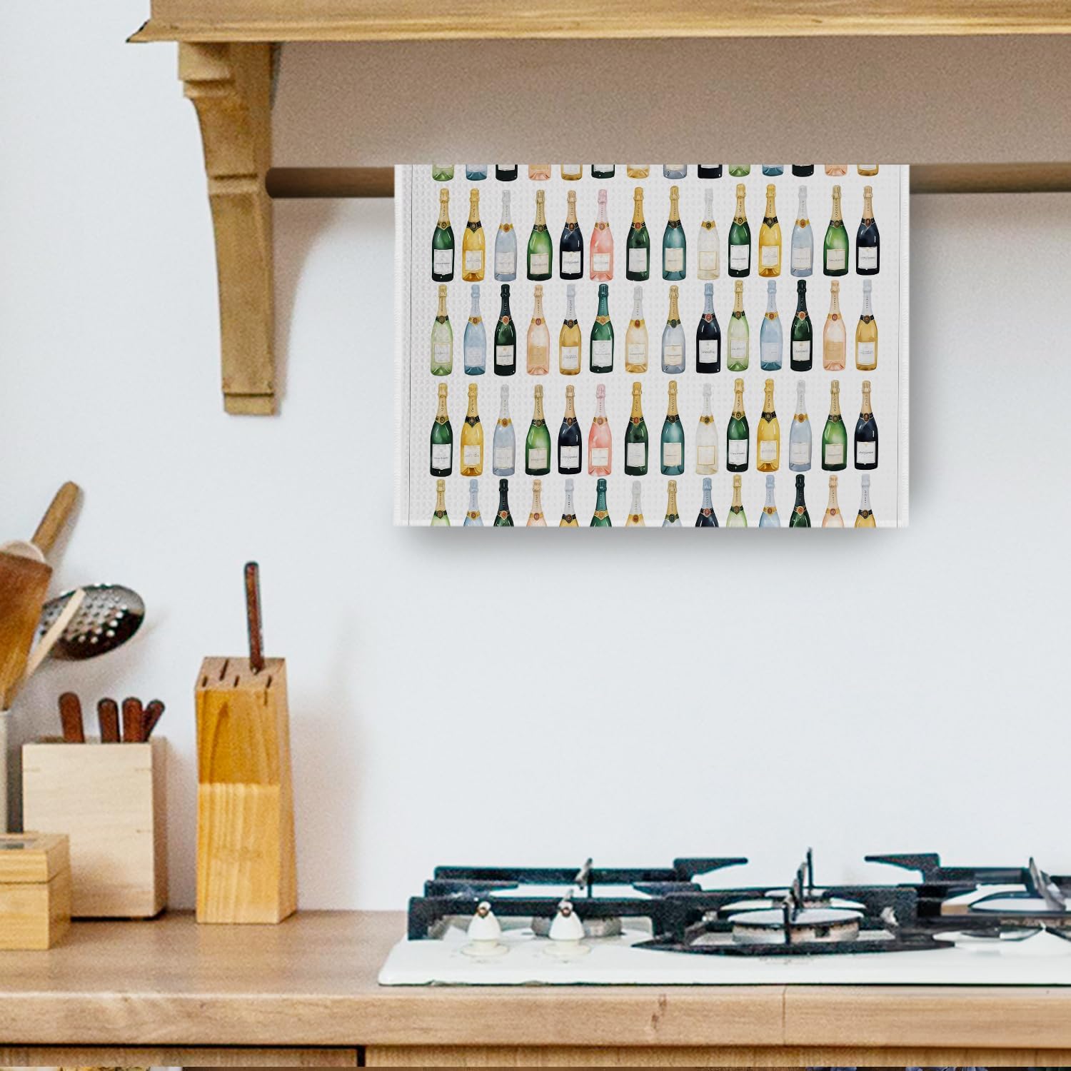 Champagne Lover Kitchen Towels - Champagne Gifts Decorative Waffle Dish Towels, Cocktail Gift Bachelorettes Hand Tea Towel, 16x24 Inch - Image 3