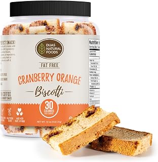 DIJAS Natural Foods, Individually Wrapped Fat Free Biscotti Cookie, All Natural Preservative Free Ingredients, Delicious Low Calorie Snack (Cranberry Orange)