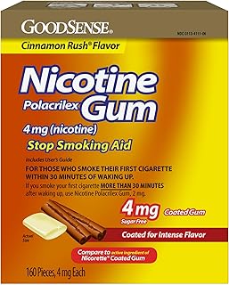 Coated Nicotine Polacrilex Gum, 4 mg, Soft Cinnamon Flavored, Sugar Free, Stop Smoking Aid