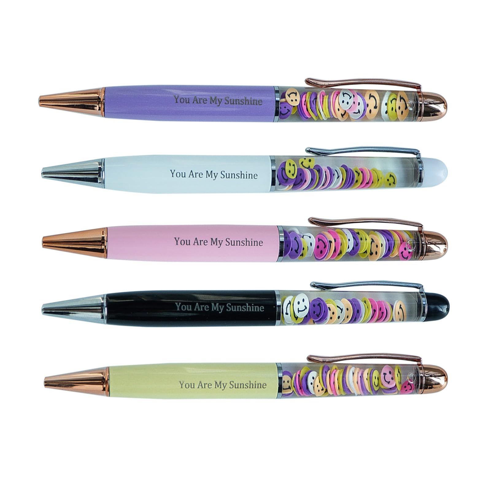 Sikyby Smile Emott Floating Funny Pens You Are My Sunshine Cute Floater Liquid Writing Journaling Office Pen Unique Gift For Women Men Set of 5 Pens