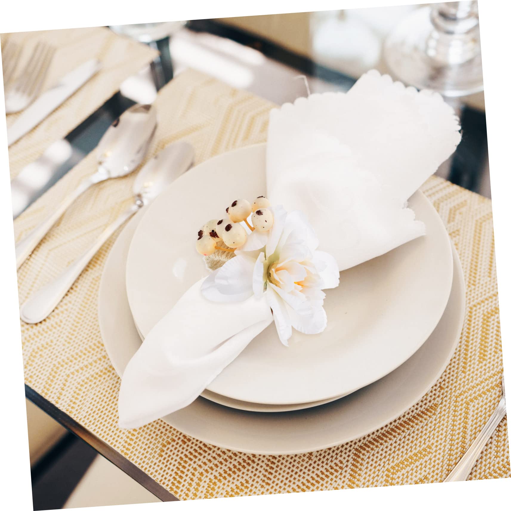 IMIKEYA 18stücke Teiliges Künstliche Blüten Serviettenringe Aus Blossom Elegante Tischdekoration Für Hochzeiten Und Partys Leicht Und Pflegeleicht Für Festlichkeiten