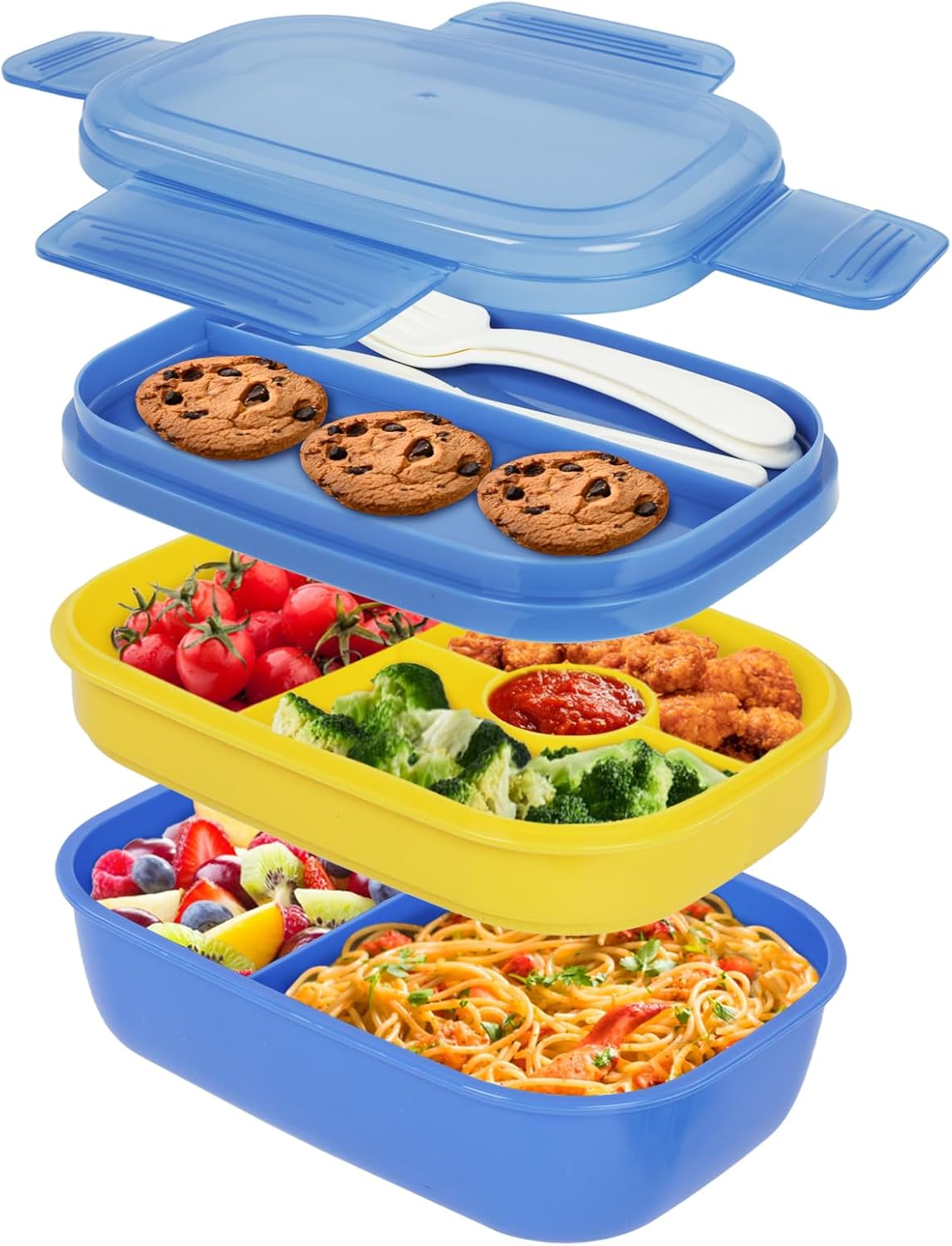 Amazon.com: Puraville 3 Layers Stackable Bento Lunch Box for Kids and ...