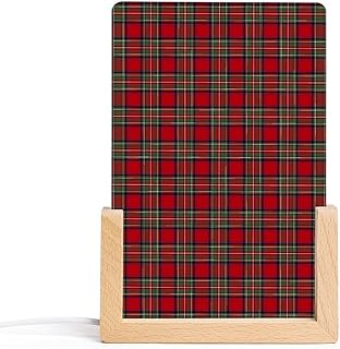 Red Green Royal Stewart Tartan Plaid Colorful Oblique Plug-in Base Night Light, Bedroom Lighting 15.5x10.3cm