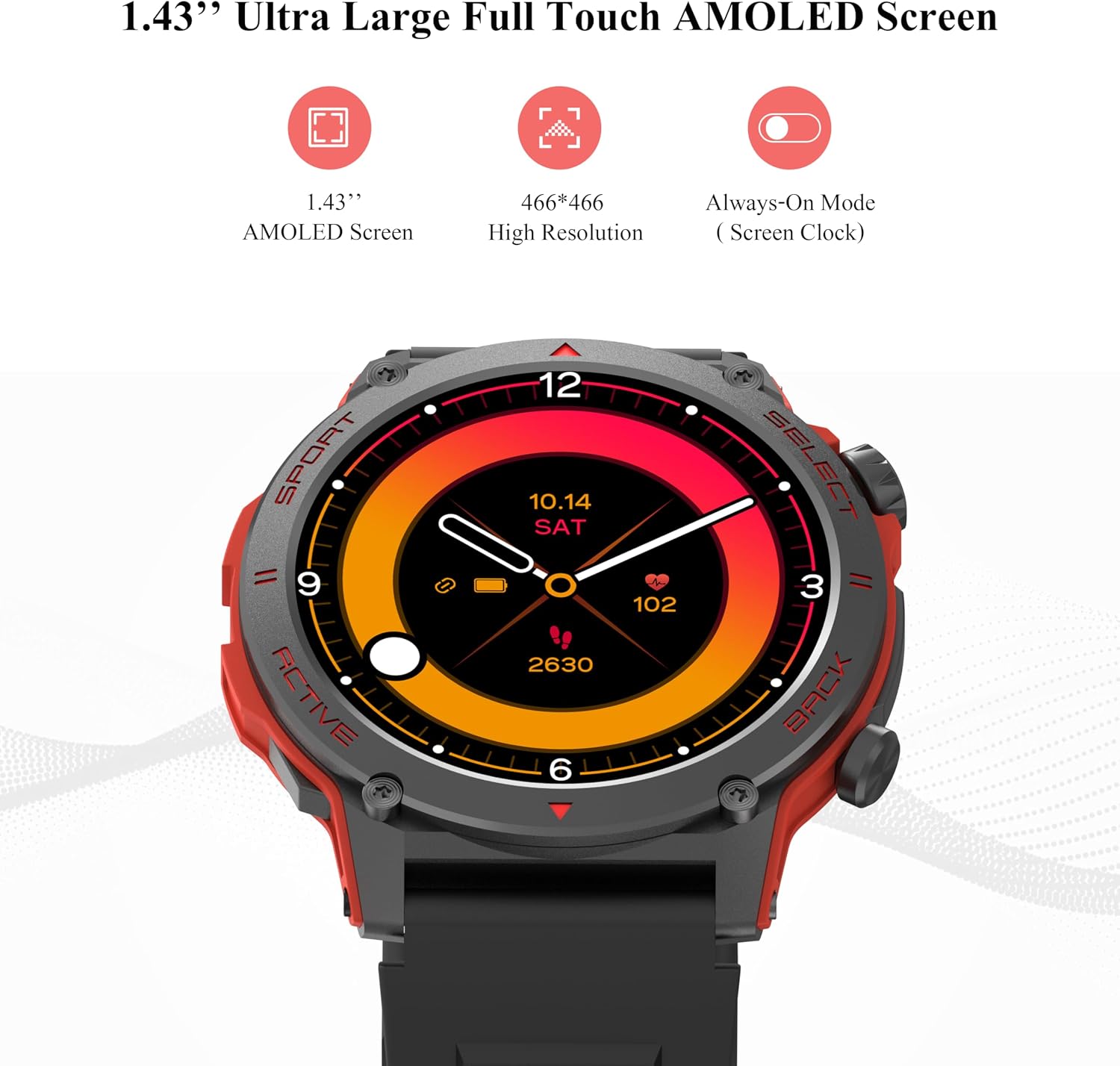 Popglory Smartwatch AMOLED Screen Features