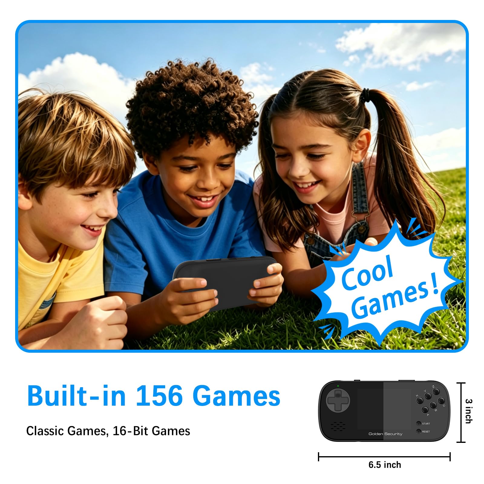 Gioco Per Bambini Con Schermo da 3,5" Grande, Preinstallato Con 156 Giochi HD Classici Retrò, Console Portatile Con Batteria Ricaricabile, Regalo Elettronico Arcade Mini per Ragazzi e Ragazze (nero)
