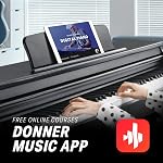 Donner DDP-100 Piano de clavier, 88 Piano numérique à action pondérée clé, ensemble débutant/professionnel avec support de meubles, adaptateur de puissance, triple pédales, MP3 Fonction, noir