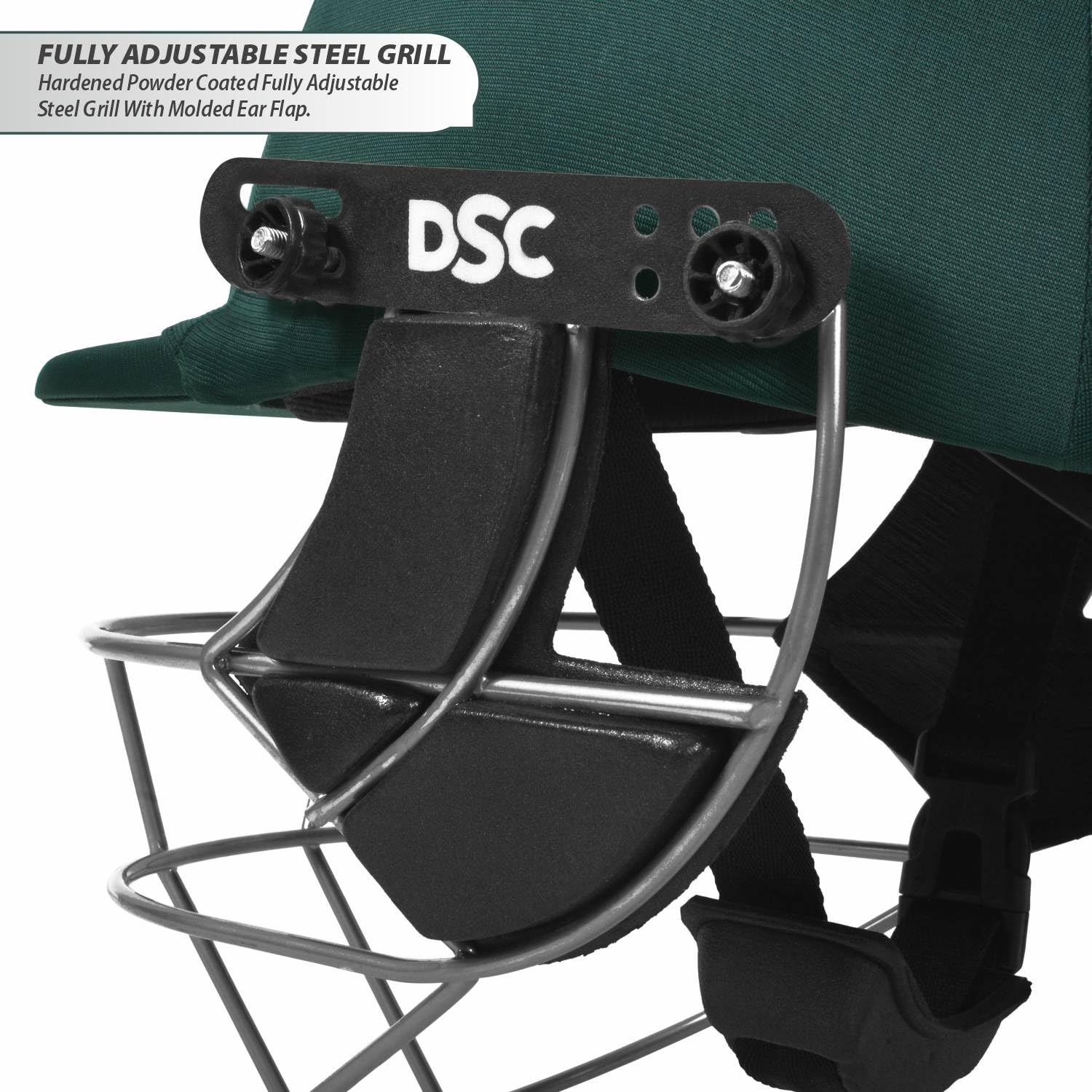 DSC DEFENDER Cricket Helmet for Men & Boys (Adjustable Steel Grill | Back Support Strap| Light Weight |size:Large (Green) 3