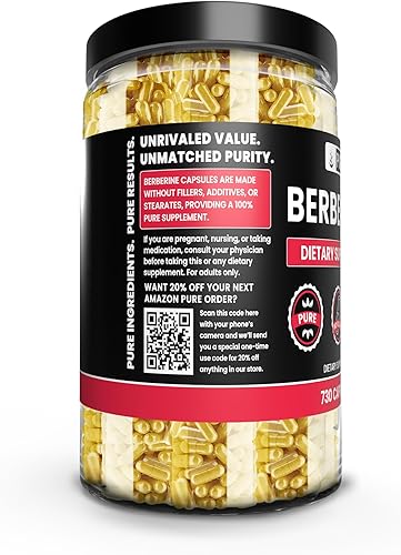 Miniatura 2 de Pure Original Ingredients Berberina (730 cápsulas) sin magnesio o rellenos de arroz, siempre puro, verificado por laboratorio