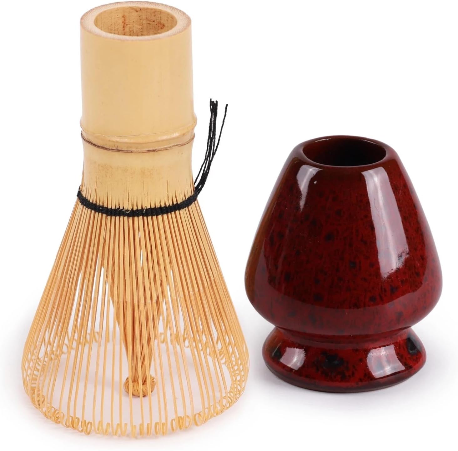 For Brand - Matcha Tea Whisk & Holder Set - 5 Colors Available - Deep Red with Black