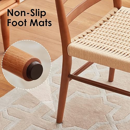 Miniatura 5 de STARY Sillas de comedor de madera de la rota con el asiento tejido cómodo, totalmente montadas Nogal - Juego de 2,Full Black - Juego de 2,Full Black