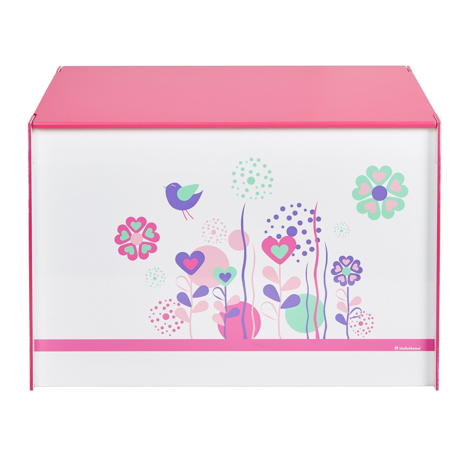 HelloHome 474FLW01E - Contenitore Porta Giochi con Fiori e Uccelli