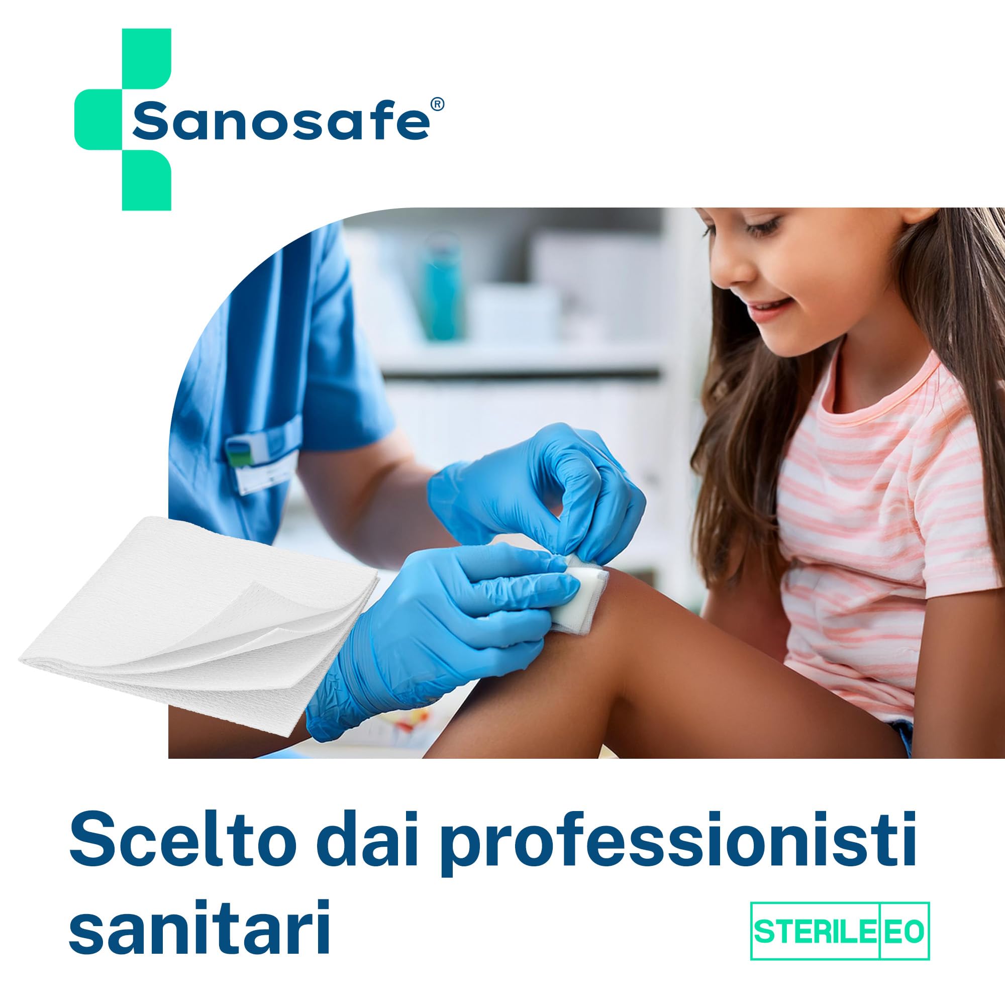 Garze Sterili 10x10 cm 100 pezzi | Garza in tessuto non tessuto per medicazione | Morbide, assorbenti e senza pelucchi