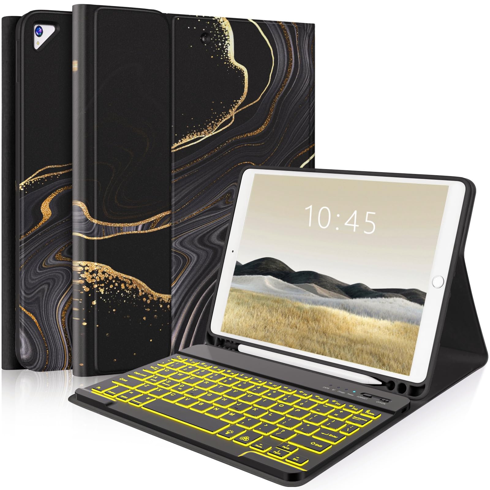 FUWANG Keyboard Case for iPad 9th 8th 7th Generation 10.2 inch, Detachable 7 Colors Backlit for iPad 9th Generation Case with Keyboard, Keyboard Case