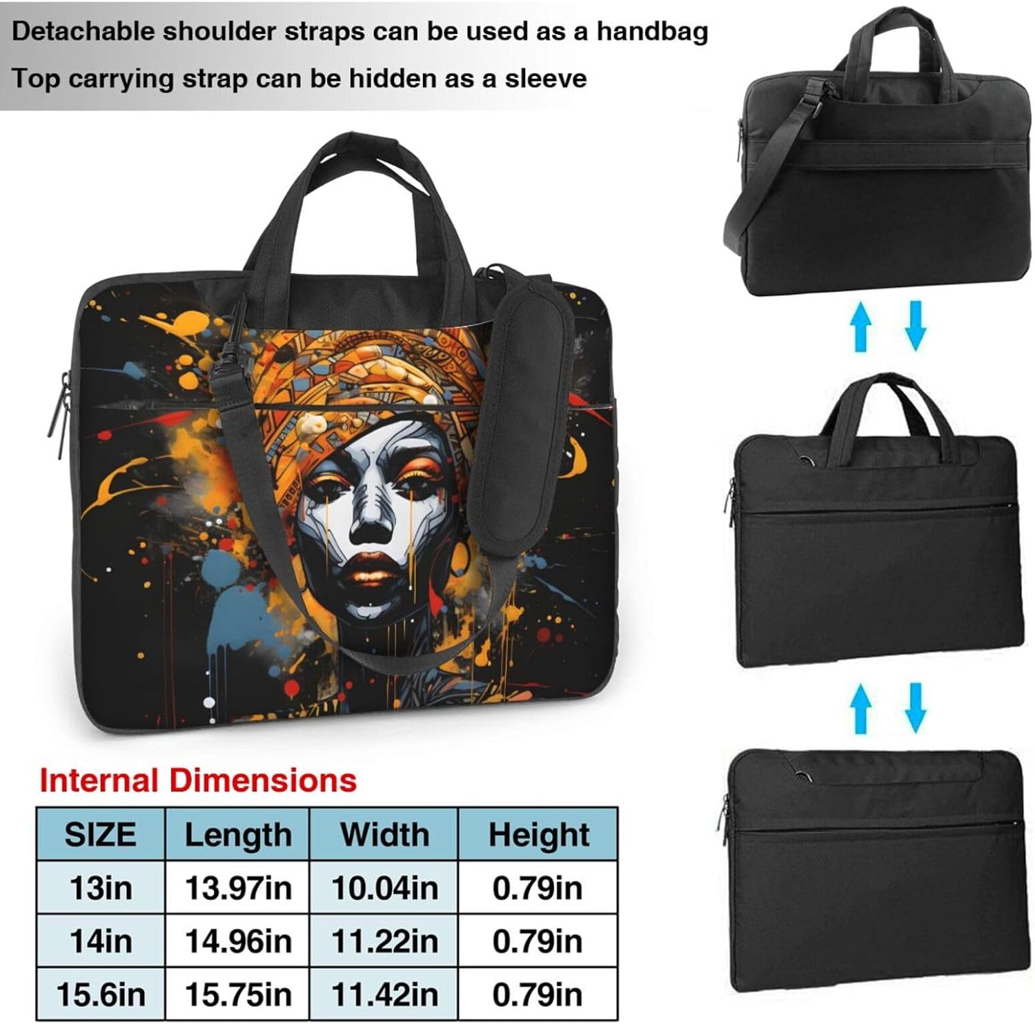 Laptop Bag for Women Men Portable Computer Carrying Case with Handle Strap Waterproof Shoulder Messenger Bag