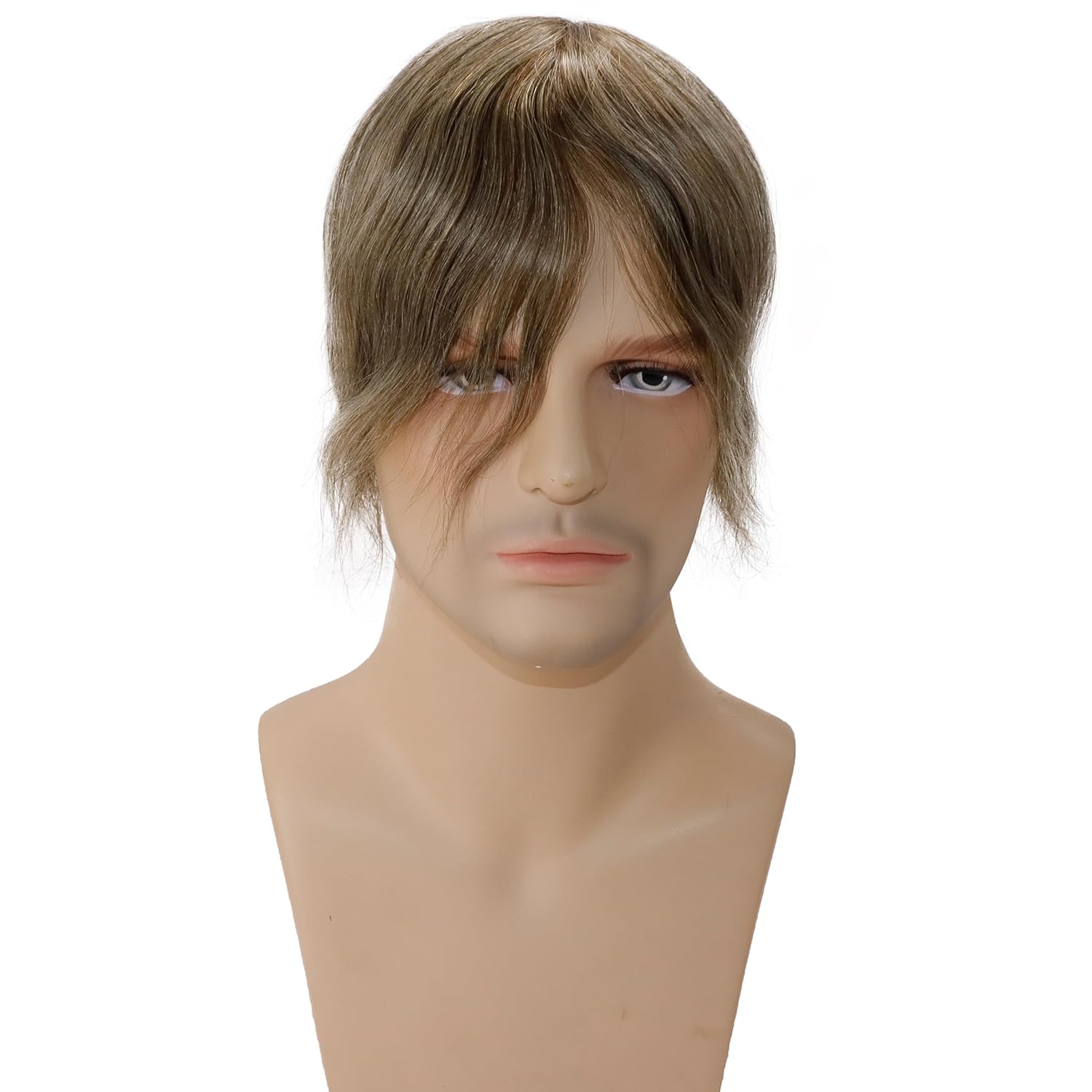 Toupee for Men 6”x8” European Virgin Human Hair Replacement Systems Men’s Hairpiece Mono Lace Top with Durable PU Around Medium Light Density #17 Light Blonde Brown Color