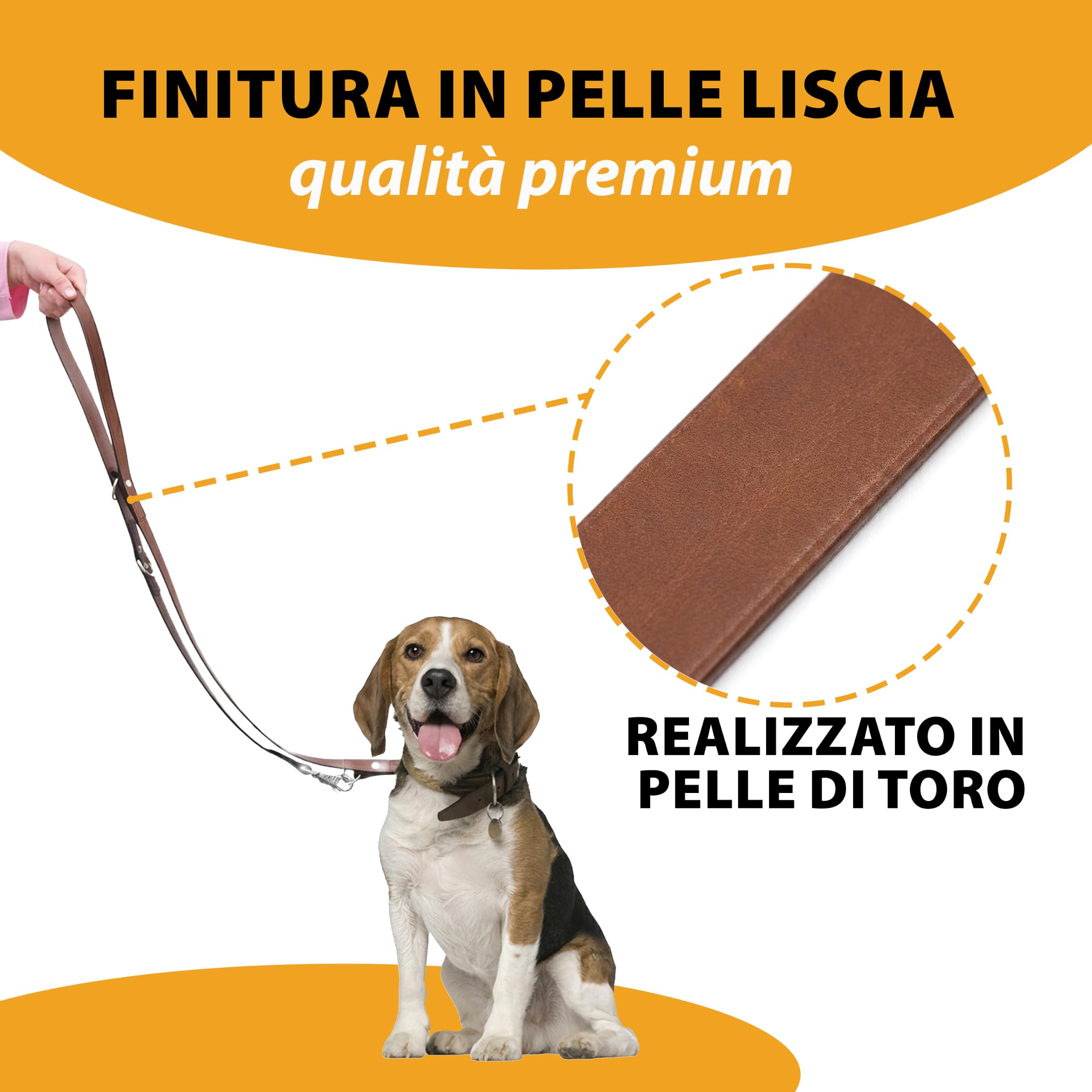 Ferplast Guinzaglio per Cani Guinzaglio per l'addestramento di cani VIP GA18/200, Robusto cuoio di toro, Lunghezza regolabile, 18 mm x L. 120÷200 cm Marrone