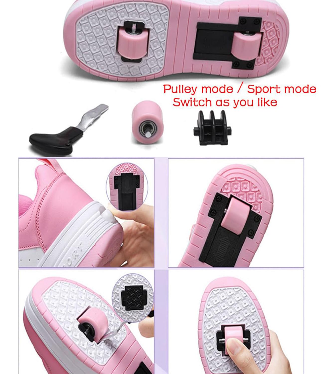 ENEN Zapatos con Ruedas Zapatillas con 2 Ruedas para Niños y Niña, Exterior Zapatillas de Correr al Aire Libre de Patinaje sobre Ruedas Multifuncionales en Dos