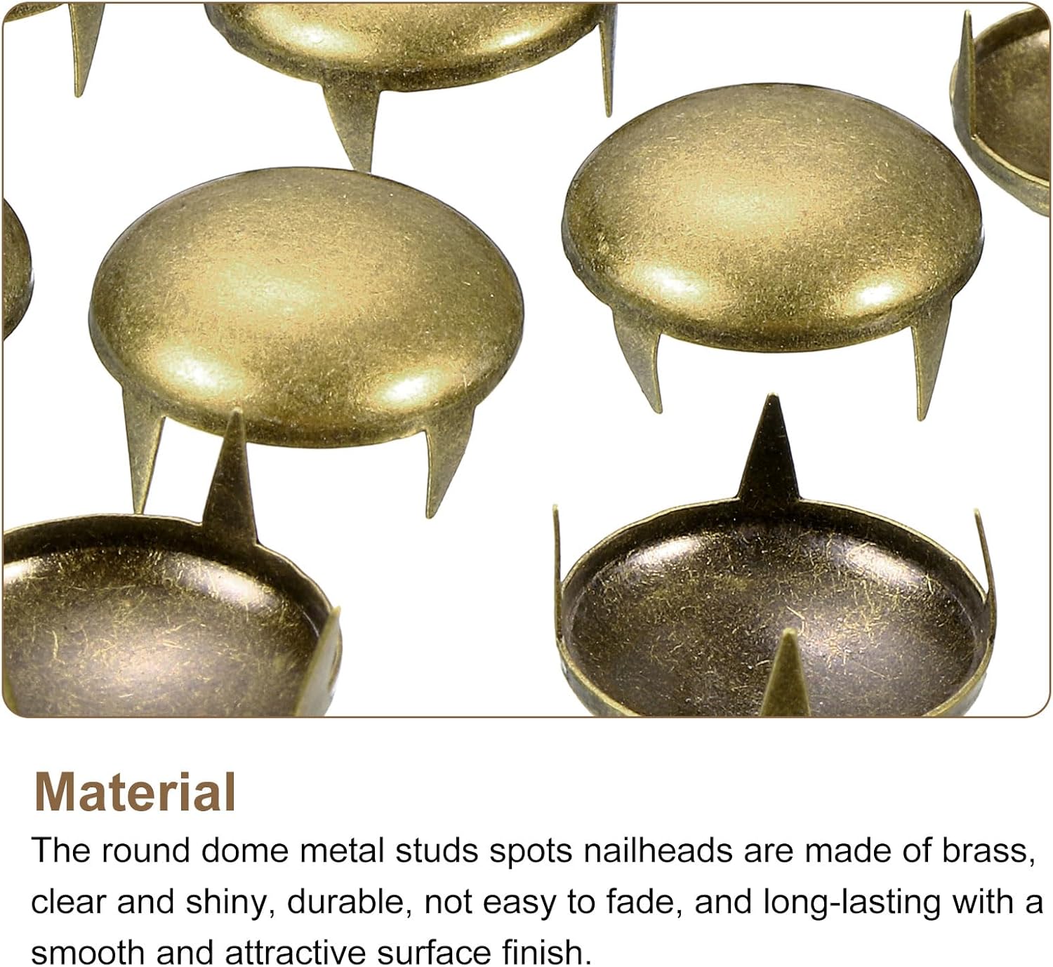 uxcell 200Pcs 16mm Brown Round Dome Studs Metal Claw Beads Nailhead Rivets Spike Studs Spots Punk Rock DIY for Leather Craft Clothes Belt Bag Shoes Bracelet Accessories